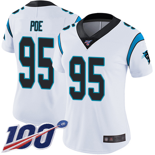 Carolina Panthers Limited White Women Dontari Poe Road Jersey NFL Football #95 100th Season Vapor Untouchable->women nfl jersey->Women Jersey